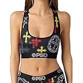 PSD Underwear Womens Sports Bra - Heart Print, Medium Support Sports Bras for Women, Womens Racerback Sports Bras
