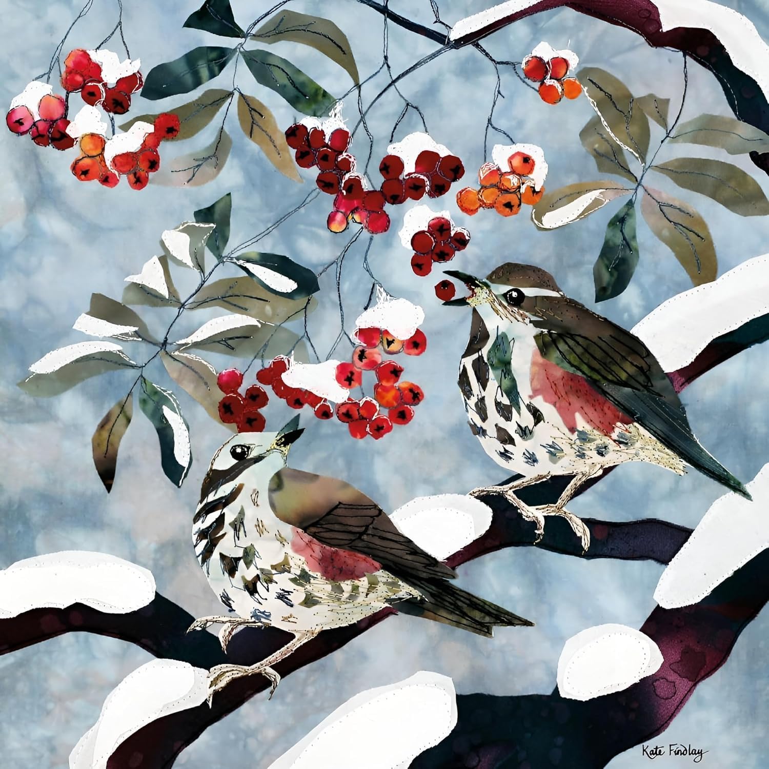 Charity Christmas Cards - Sold in Aid of Macmillan Cancer Support - Pack of 8 - Wildlife Design - Redwings and Rowan - Made in the UK - Eco-Friendly