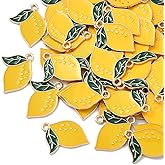 DanLingJewelry 100Pcs Yellow Lemon Enamel Charm Fruit Charms Gold Plated Pendants for Earrings Necklaces Bracelets Keychain Jewelry Making