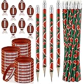 Teyva Daily 72 Pcs Football Party Favors Set 24 Pencils 24 Erasers and Sports Bracelets Rugby Themed Birthday Gifts for Football Party Supplies Gifts School Classroom Rewards Supplies