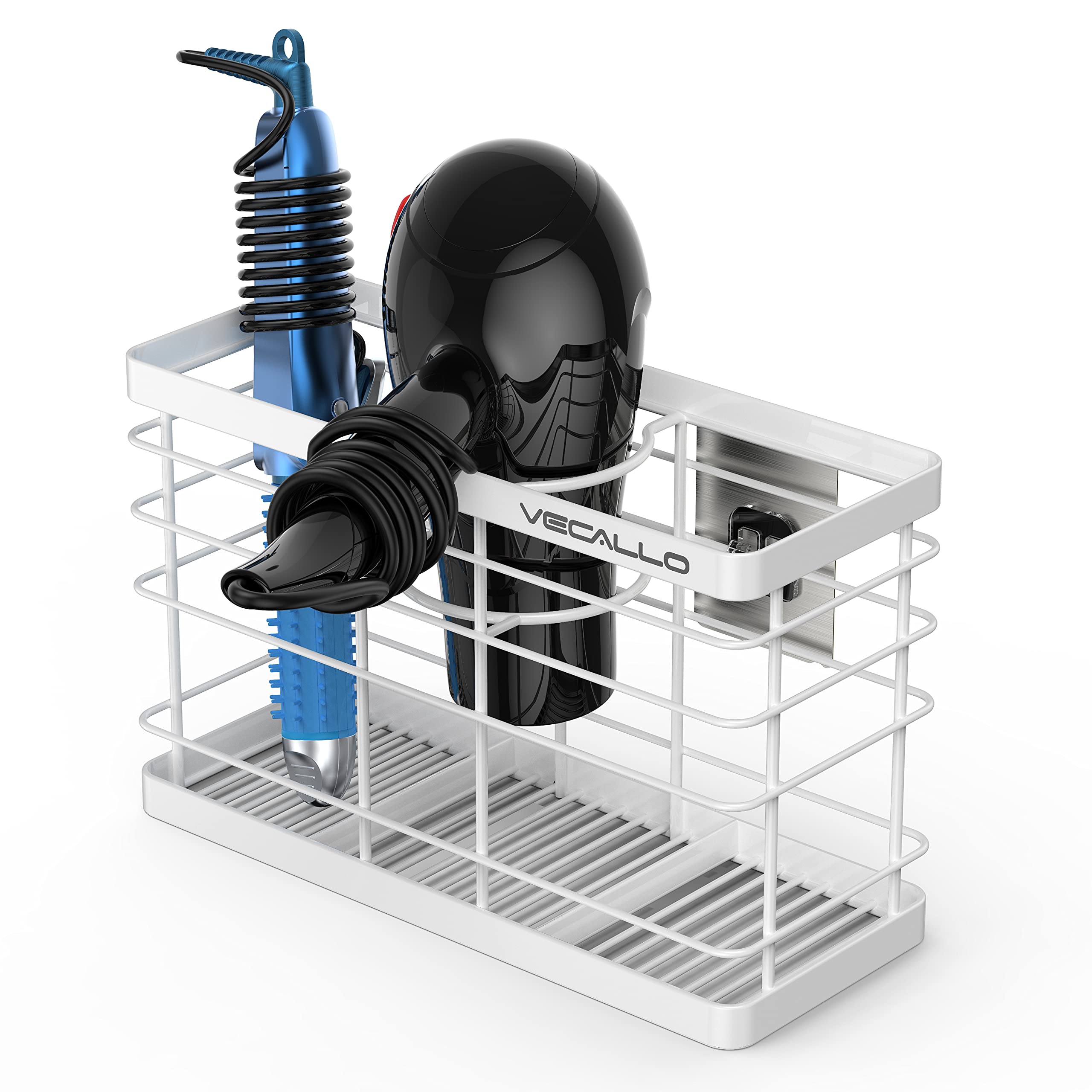 Photo 1 of Vecallo Hair Tool Organizer Shower Caddy Bathroom Hair Care and Styling Tool Organizer Storage Basket and Container for Hair Dryer, Flat Irons, Curling Wands, Hair Straighteners - Wall Mount No Drilling Rustproof Stainless Steel Bathroom Shelf