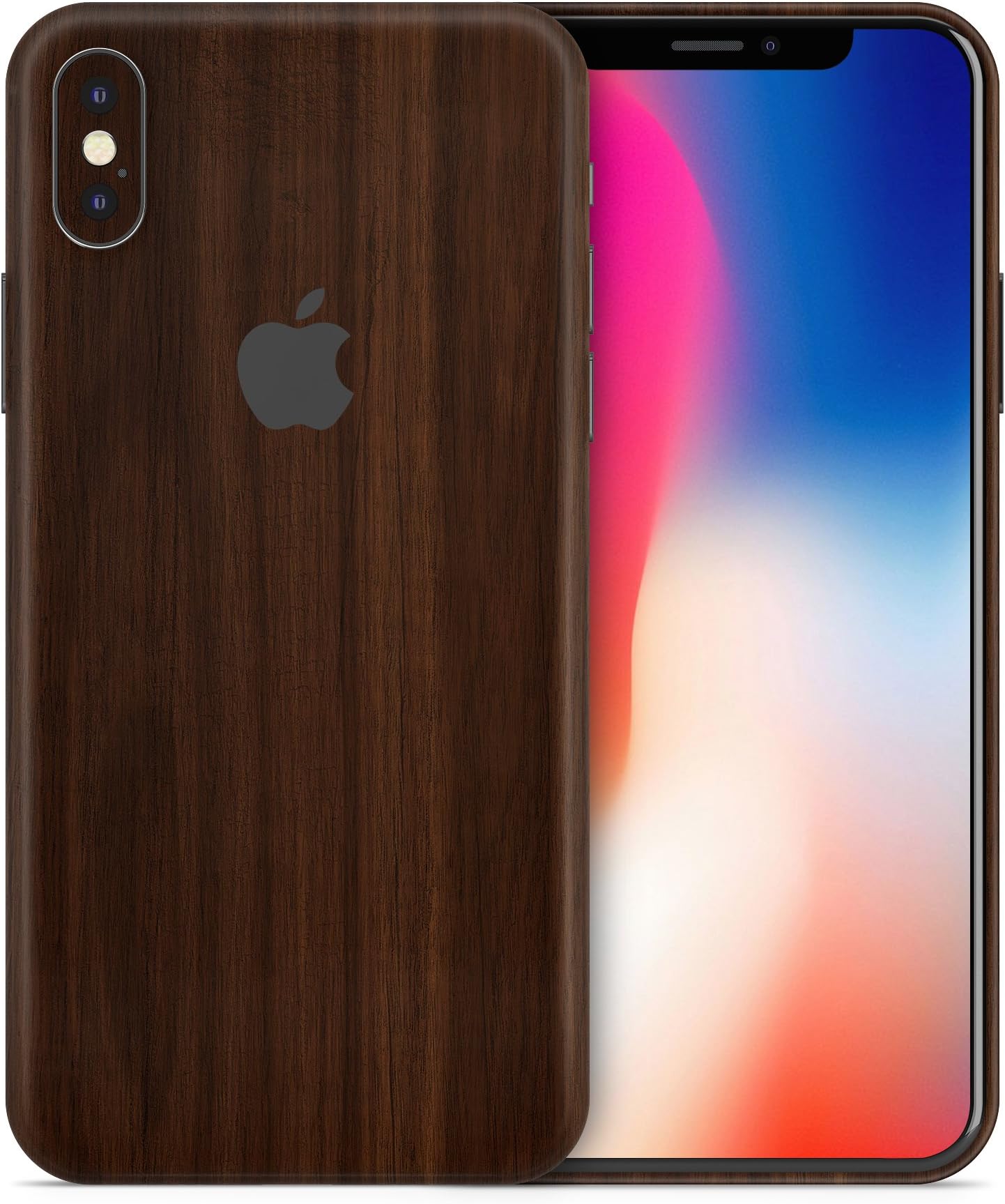 AlienJacket - iPhone Xs/X Compatible 3M Vinyl Textured Skin (Fine Wood - Mahogany)