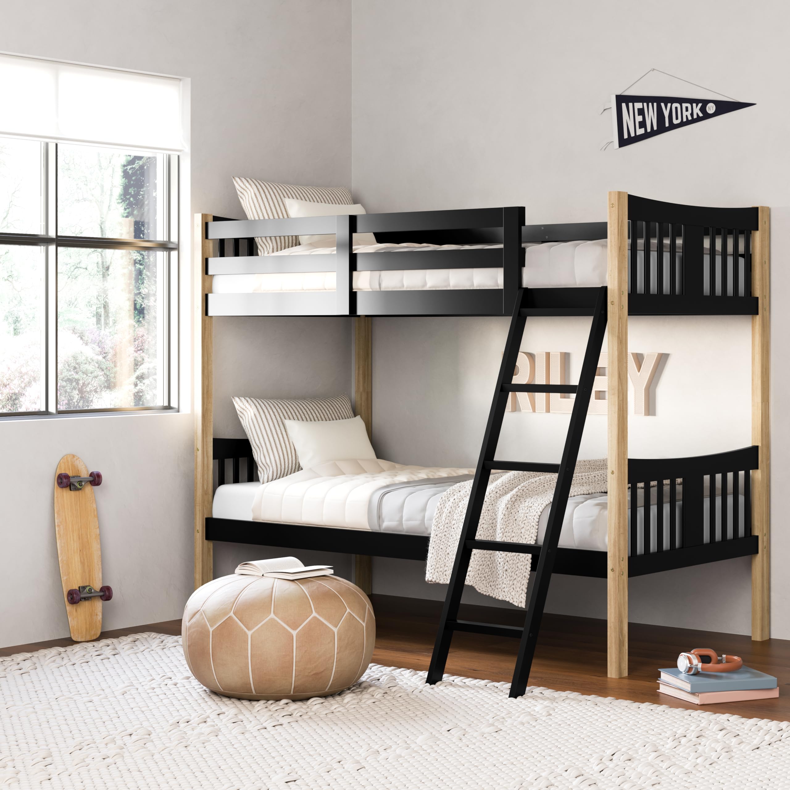 Photo 1 of ***PARTS ONLY***
Storkcraft Caribou Twin-Over-Twin Bunk Bed (Black with Natual) – GREENGUARD Gold Certified, Converts to 2 Individual Beds