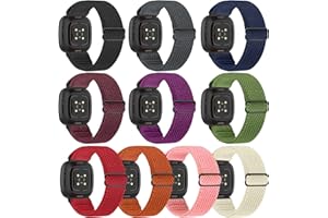 Enkic 10 Pack Elastic Nylon Bands Compatible with Fitbit Versa 4 Bands/Fitbit Sense 2 Bands/Fitbit Versa 3/Fitbit Sense Bands for Women Men, Adjustable Stretchy Straps Replacement Sport Loop Wristband