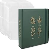 Seed Storage Organizer Binder - Seed Packet Organizer with 50 Pack Sheet Protectors that stores 200 Seed Envelopes. Seed Storage Binder delivering complete Seed Saving Kit for every Garden Lover.