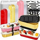 100-Pack Disposable Mini Loaf Pans - 6.8oz Aluminum Foil Baking Pans With Lids & Spoons