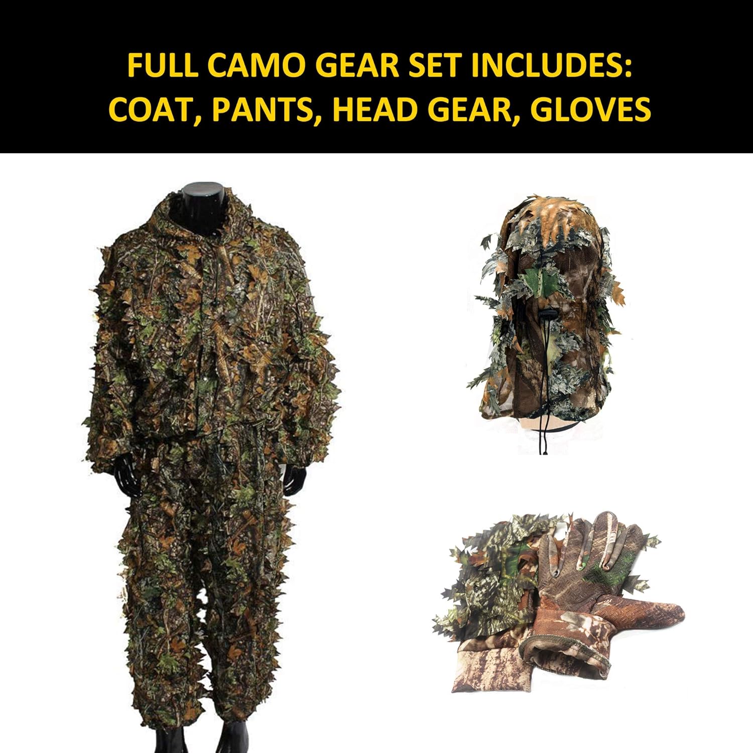 ZOVL Ghillie Suit, 3D Camouflage Ghillie Bionic Suits for