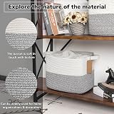 TIMEYARD Cotton Rope Storage Basket 33x25x22.5 cm Grey with Labels view 4