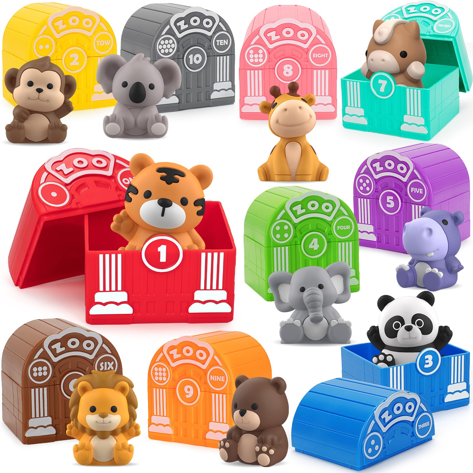 Photo 1 of Learning Toys for Toddlers 1 2 3 Year Old Toddlers, 20Pcs Safari Animal Toys, Finger Puppets, Montessori Counting, Matching & Sorting, Christmas Birthday Gifts for Baby Boys Girls Age 12-18 Months
