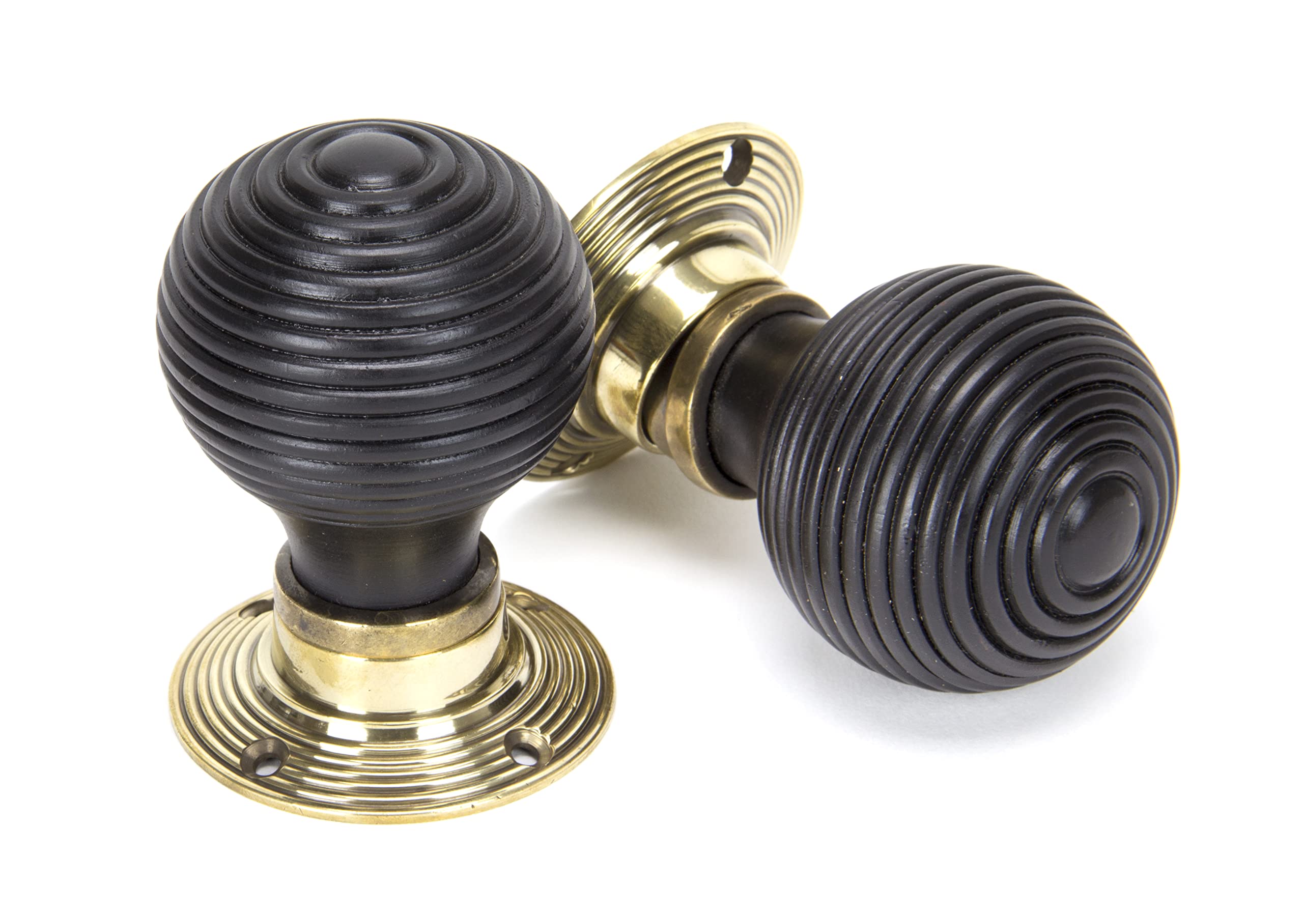 From the Anvil Ebony & Aged Brass Beehive Mortice/Rim Knob Set