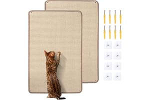 Natural Sisal Cat Scratching Mats 2PCS, 40×60cm Cat Scratch Furniture Protector, Wall Mounted Wall Climbing Carpet, Horizonta