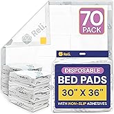 Reli. Disposable Bed Pads (70 Pack) | 30" x 36" | XL Bed Pads Disposable Adult | Incontinence Bedpads w/ Non-Slip Adhesives | Absorbent Peepads for Adults, Seniors, Puppy | Waterproof Underpads