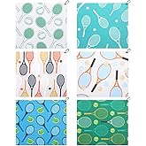 Tingjoo 6 Pcs Soft Tennis Towel Fashionable Prints 15 x 17 Inch Absorbent Fast Drying Tennis Towel with Carabiner Clip Funny Hand Towel for Women Men Sports Player Fitness Tennis Gift