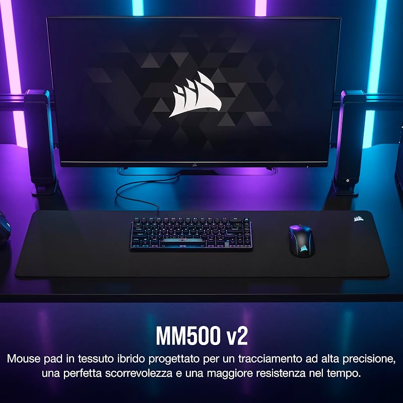 MM500 v2 Tessuto Ibrido Tappetino per Mouse Esteso da Gioco – Nero
