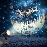 HoneyFair Christmas Projector Light with 3D Santa Claus Patterns for Yard | 3D Dynamic Waterproof Christmas Warm White Projector Light Christmas Decoration Outdoor for Window Roof Garage Door