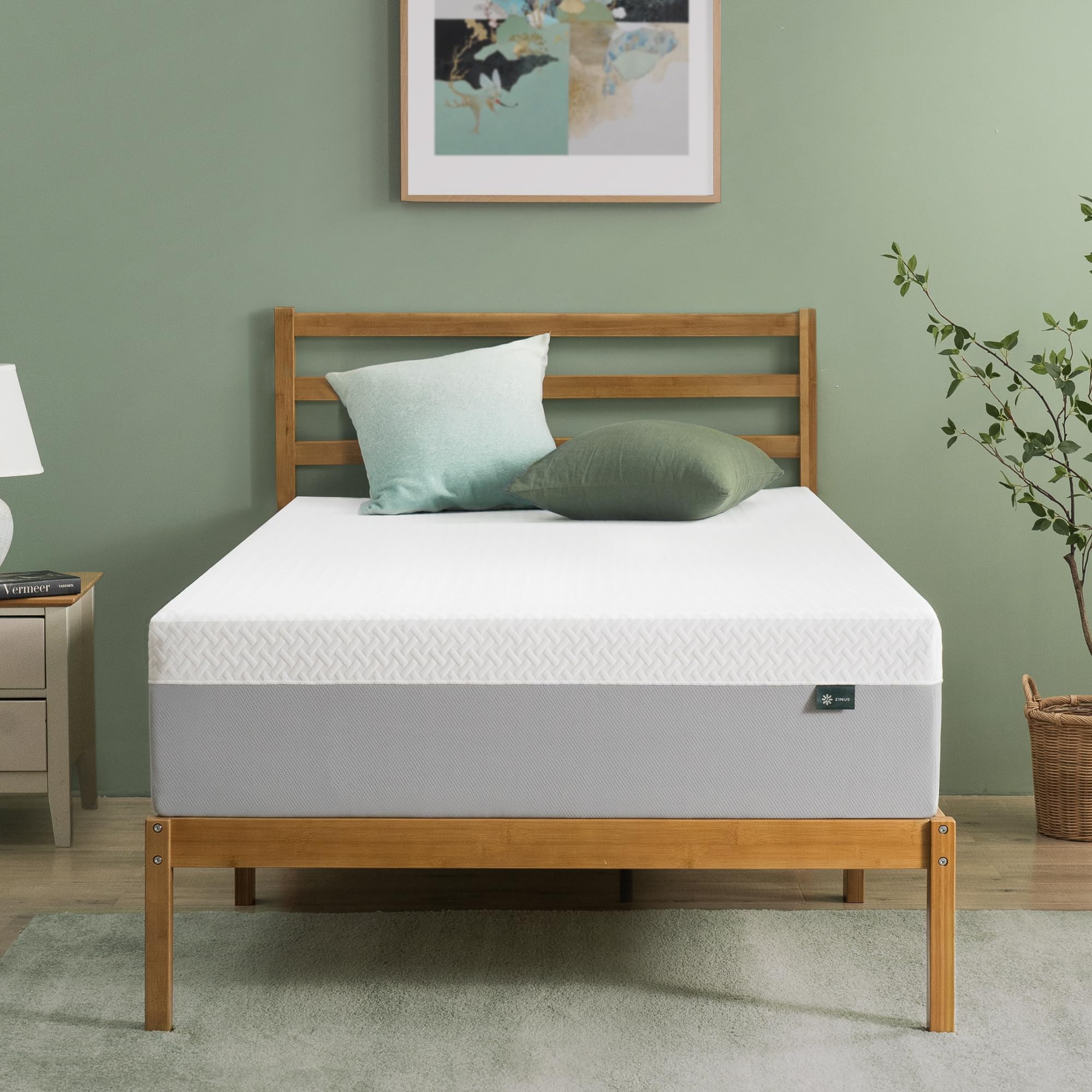 Photo 1 of ZINUS 12 Inch Green Tea Essential Memory Foam Mattress [New Version], Twin, Fiberglass Free, Medium Feel, Breathable Airflow Memory Foam, Certified Safe Foams & Fabric, Mattress in A Box