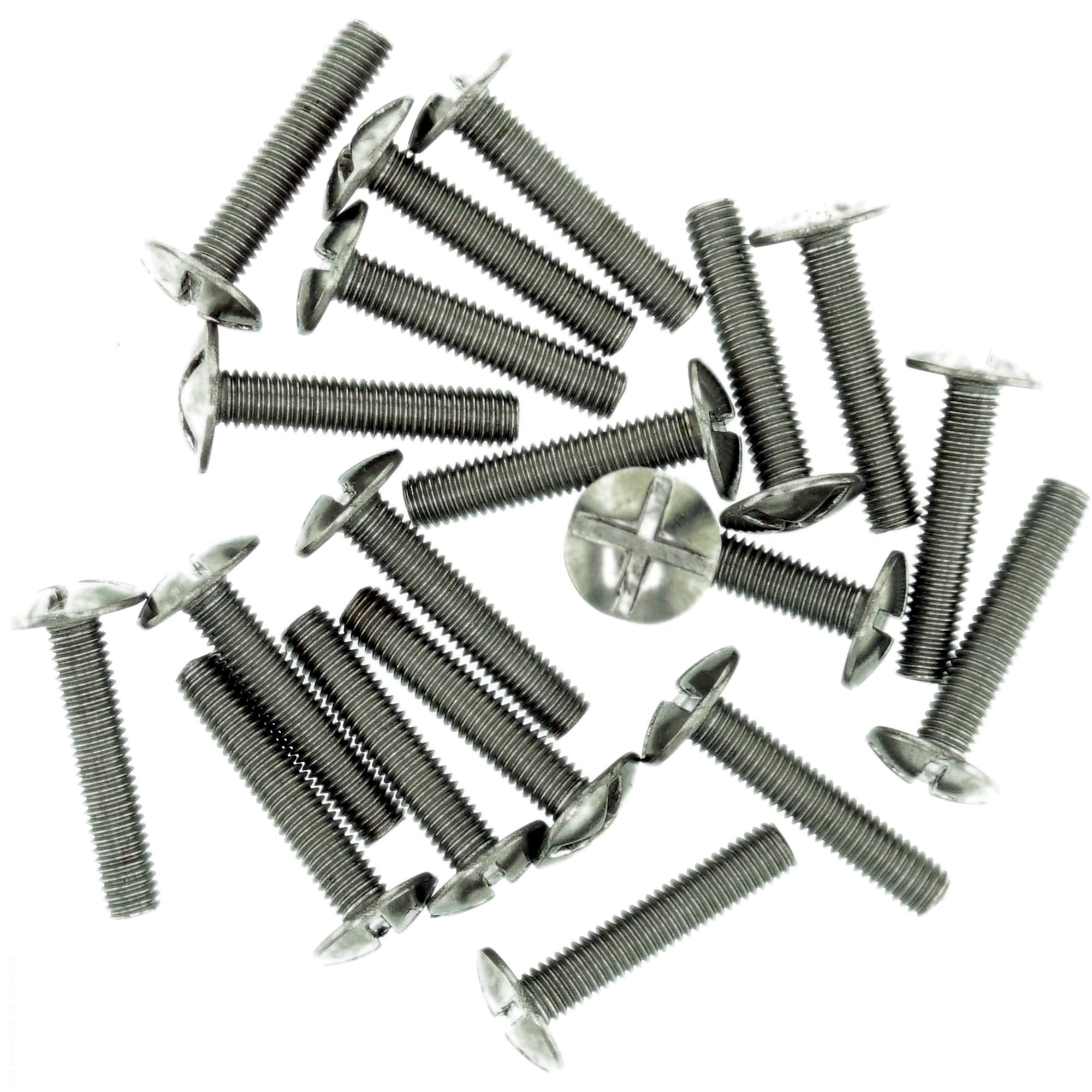 M4 (4mm x 25mm) Slot Mushroom Machine Screw (Bolt) (Crossed) - Stainless Steel (A2) (Pack of 20)