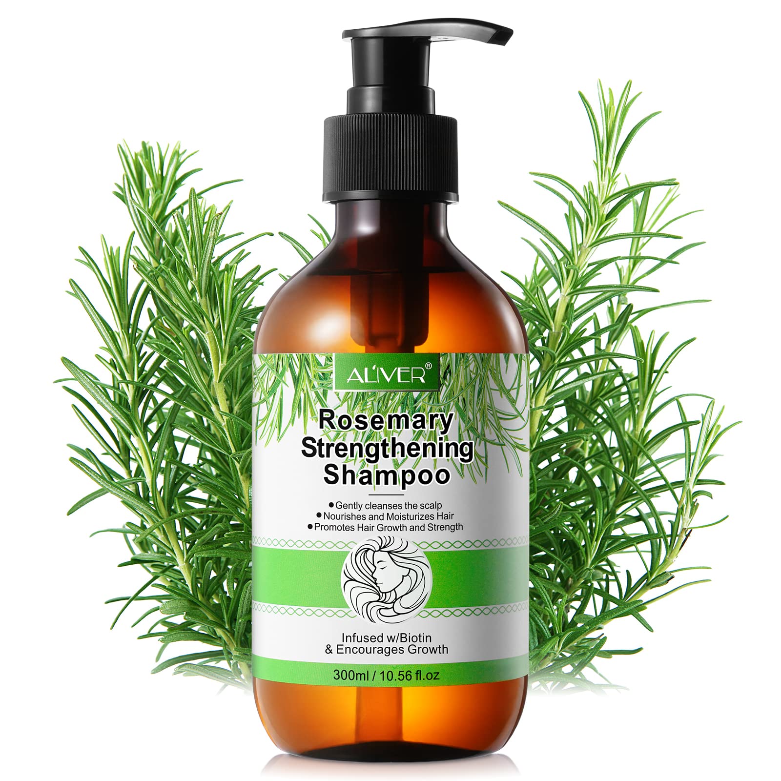 Rosemary Shampoo for Hair Growth, Rosemary Mint Shampoo, Organic Hair Growth Shampoo with Biotin, Repairing and Nourishing Scalp, Anti Hair Loss Shampoo for Women Men, Sulfate Free, 300ml