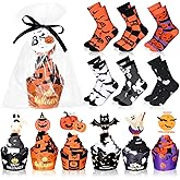 Foaincore 6 Pairs Halloween Cupcake Socks for Women Halloween Funny Socks with Bag DIY Gift for Exchange Basket Stuffer