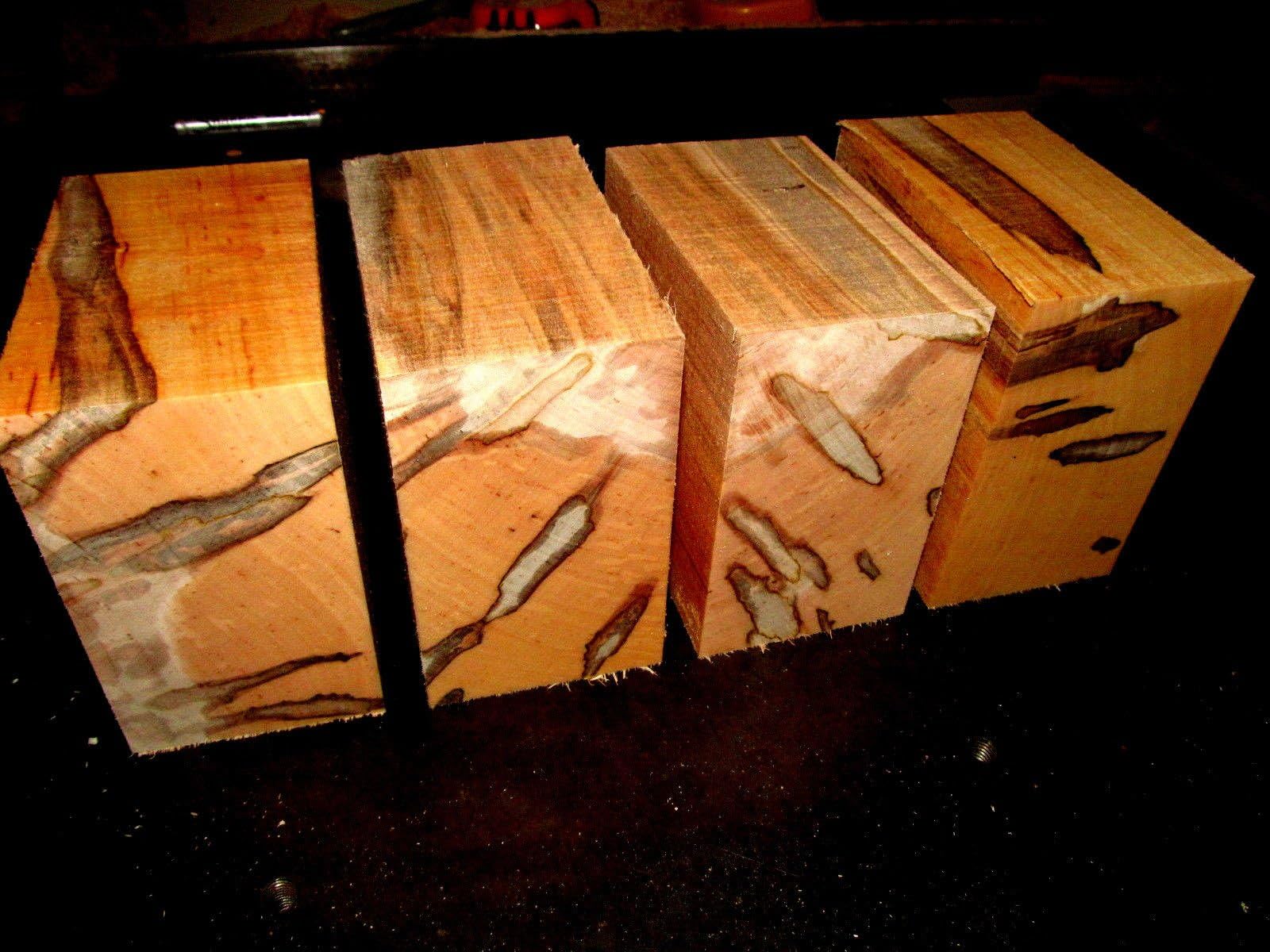 Egytree Lot 4 Ambrosia Maple 6" X 6" X 3" Bowl Blanks Lumber Wood Lath Carve Processed Green and Completely Sealed with Anchorseal