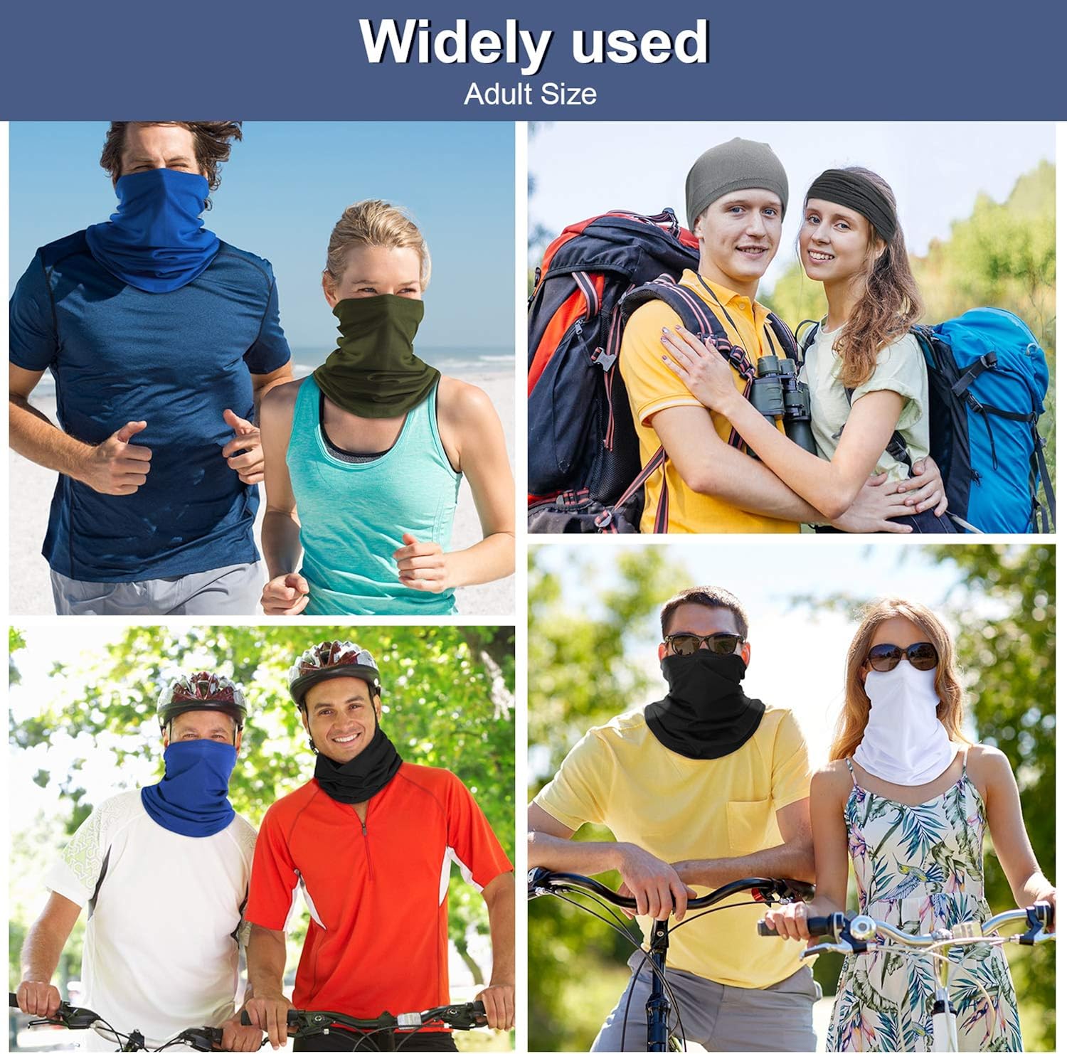 6 Pieces Summer Face Cover UV Protection Neck Gaiter Scarf Sunscreen Breathable Bandana (Adult Size): Clothing