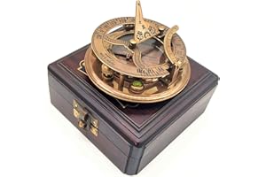 A S HANDICRAFTS Antique Brass & Copper Sundial Compass – A Unique Gift of Elegance with Sundial Clock, Ship Replica Watch, and Presentation Box