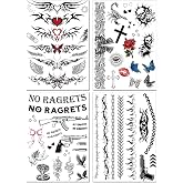 Barbed Wire Temporary Tattoo No Ragrets Halloween Tattoo Stickers For Adult | Realistic Barbed Wire Fake Tattoos, Ideal Costume Accessory For Men And Women Halloween Party