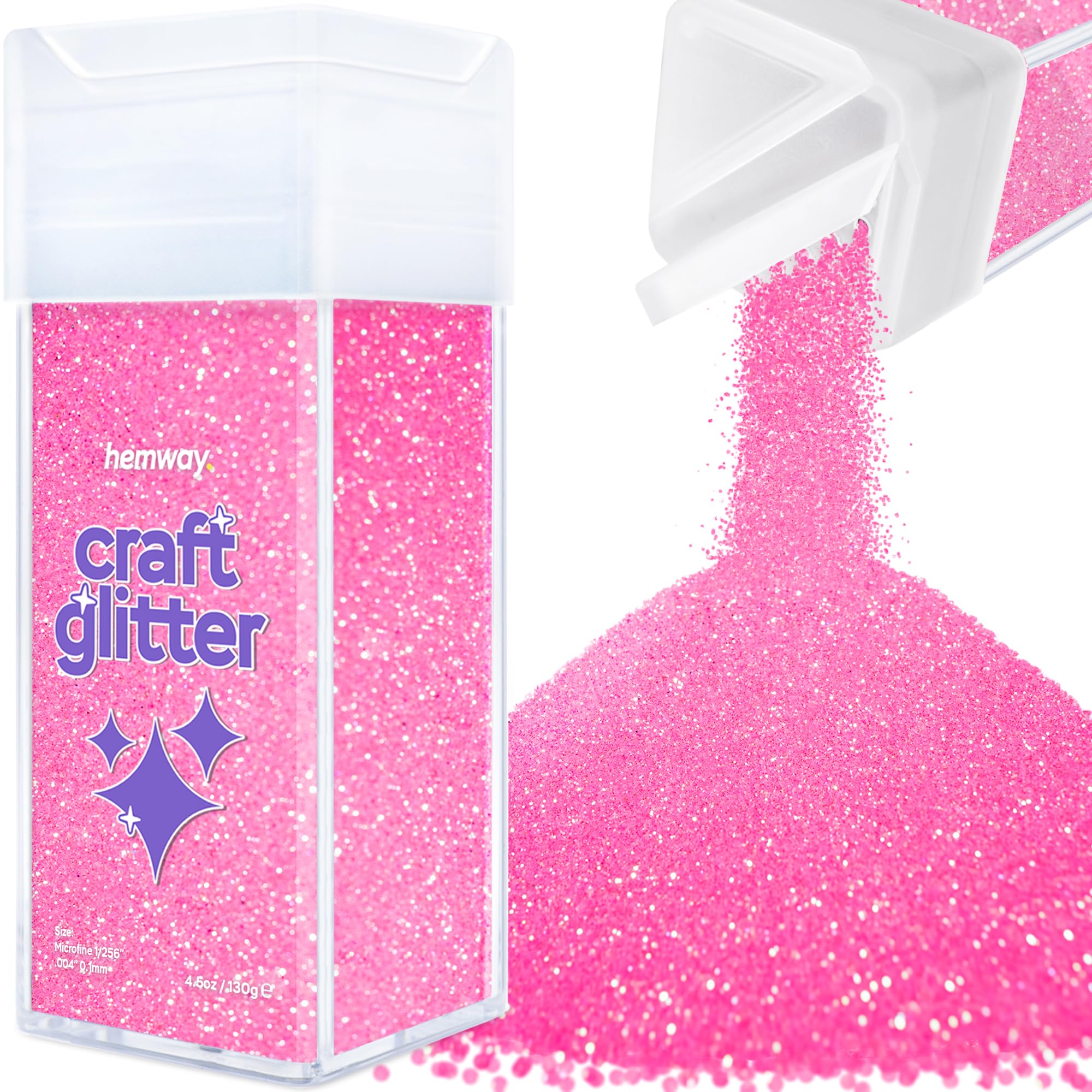 Hemway Glitter Shaker Baby Pink Iridescent 110g Microfine, Craft Glitter Shaker for Resin & Epoxy Crafts, Christmas Art Supplies, Nail, Body, Face, Eye, Festival, Crafting, Slime, Sparkle