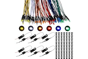 Saysurey 126 Pcs 12v LED Lights Kit, 60 Pre Wired LED Light Emitting Diodes 60 Plastic Lampholder 6 Battery Holder for Model Assortment Crafts Dollhouse (3 mm)