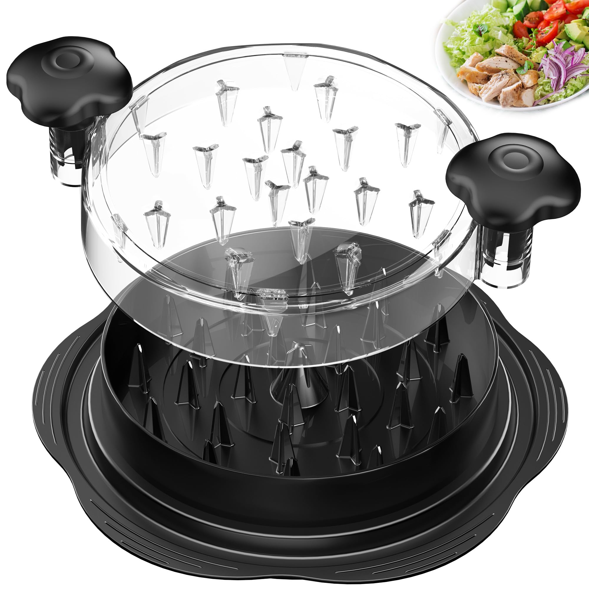 LIGHIGH Chicken Shredder, 25CM Visible Chicken Breast Shredder Tool Twist with Brush & Fork, Large Meat Shredder Machine, Ergonomic Handle, Anti-Slip, Heat Resistant, BPA Free, Dishwasher Safe