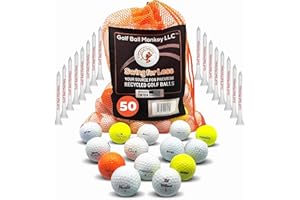 Golf Ball Monkey Cheap Golf Balls - Value Line Series Used Golf Balls Bulk with 15 Tees & Mesh Bag - 4A Near Mint Recycled Golf Balls Colored - Store Line Series Bulk Golf Balls Recycled for Men