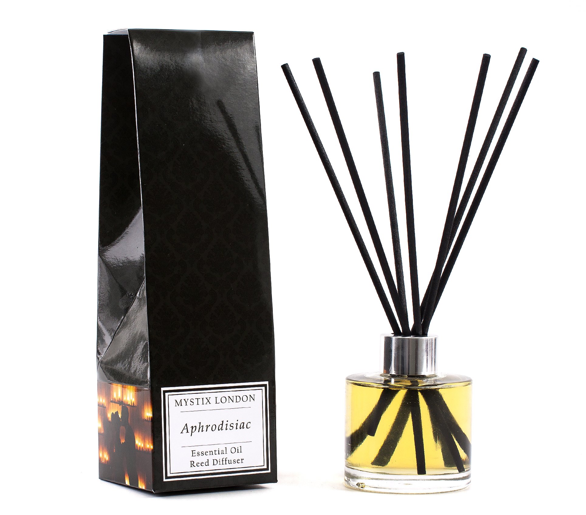 Mystix London Essential Oil Reed Diffuser | Aphrodisiac Blend | Spicy, Woody Scent with Floral Notes | Romantic Aromatherapy | Safe & Long-Lasting | 100ml Bottle