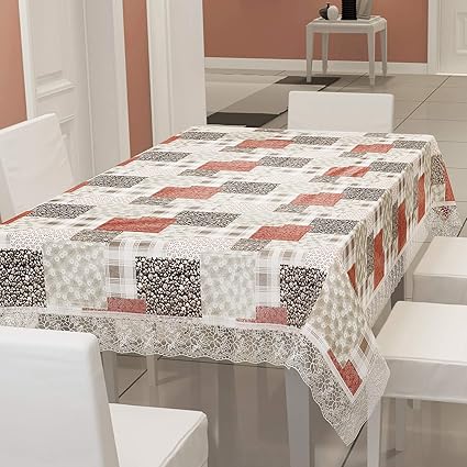 E-Retailer Stylish Waterproof 6 Seater Dinning Table Cover with Leather Touch and White Lace (for Size 54x78 inches)