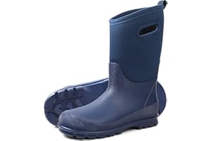 DKSUKO All Weather Kids Rubber Rain Boots for Boys and Girls，Waterproof Insulated Neoprene Mud Boots，Winter Snow Boots with Handles