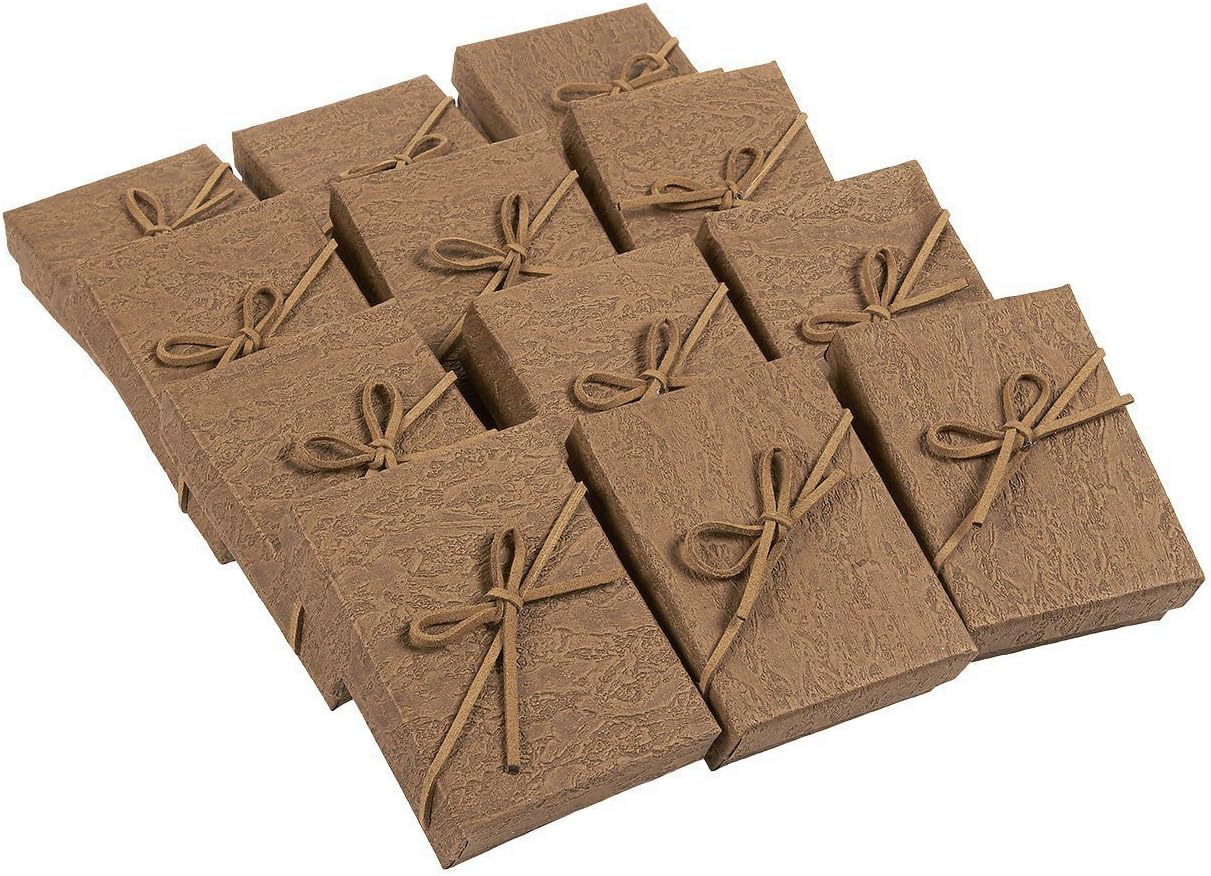 Gift Box Set - 12-Piece Jewelry Gift Boxes for Rings, Pendants, Necklaces - Ideal for Anniversaries, Weddings, Birthdays - Brown, 3.6 x 1 x 2.7 Inches: Home & Kitchen
