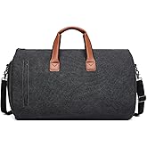 Convertible Garment Duffel Bag, Carry on Garment Bag for Travel Canvas Mens Suit Bag 2 in 1 Foldable Garment Bag with Shoulder Strap Weekender Bag with Shoe Pouch