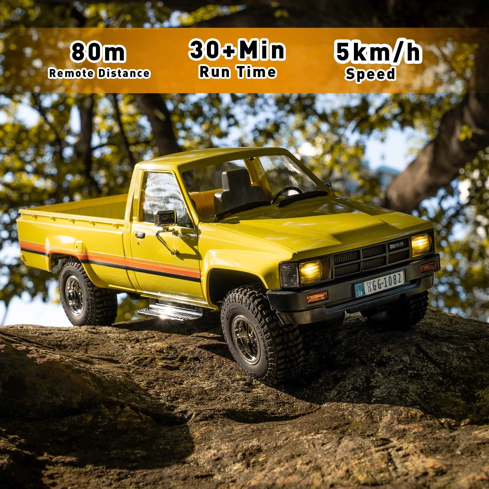WOWRC FMS 1/18 RC Crawler Hliux 4WD Brushed RTR RC Car Official Licensed Model Car 4WD Hobby RC Crawler RC Car Remote Control Car with LED Lights Vehicle 3-Ch 2.4GHz Transmitter for Adults (HILUX)