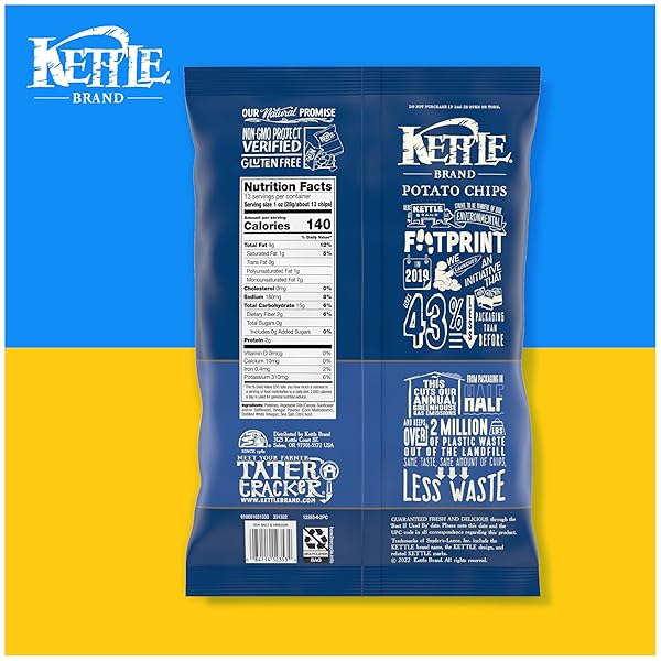 KETTLE BRAND POTATO CHIPS, SEA SALT & VINEGAR KETTLE CHIPS, PARTY SIZE, 13 OZ