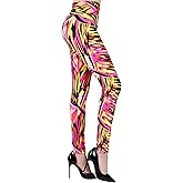 SATINIOR 80s Leggings for Women 80s Rock Soft Printed Leggings Style Neon Pants for Women