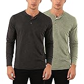 BGHTYYP Men's Henley Long Sleeve Shirt Casual T-Shirts Lightweight Pullover Tee Classic Button Down Tops for Work Leisure