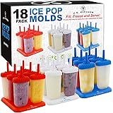 U.S. Kitchen Supply Jumbo Set of 18 Classic Ice Pop Molds - Sets of 6 Red, 6 White & 6 Blue - Reusable USA Colored Ice Pop Makers - Fill, Freeze & Serve Healthy Kids Treats