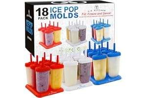 U.S. Kitchen Supply Jumbo Set of 18 Classic Ice Pop Popsicle Molds - Sets of 6 Red, 6 White & 6 Blue - Reusable USA Colored Ice Pop Makers
