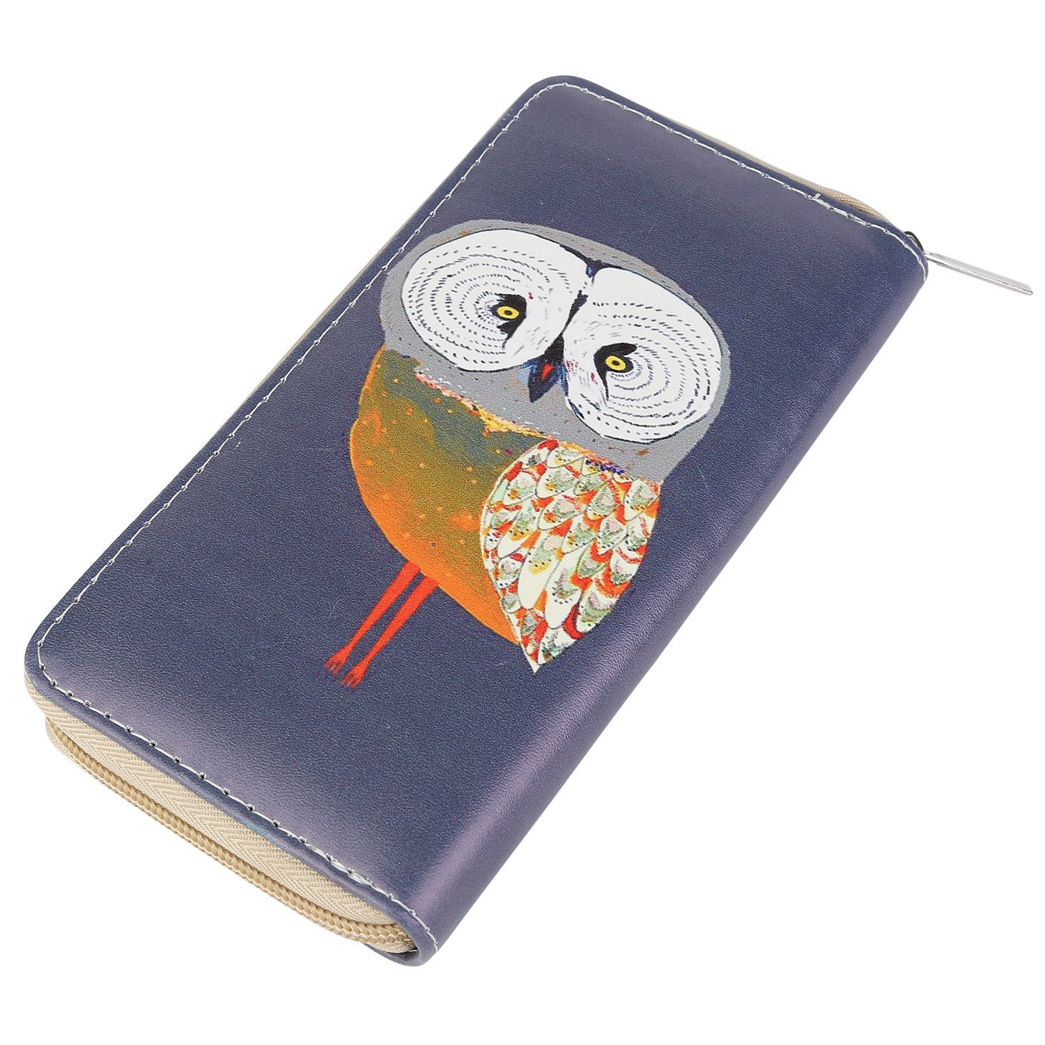 DonDon Women’s Purse Owl Drawn Blue Grey