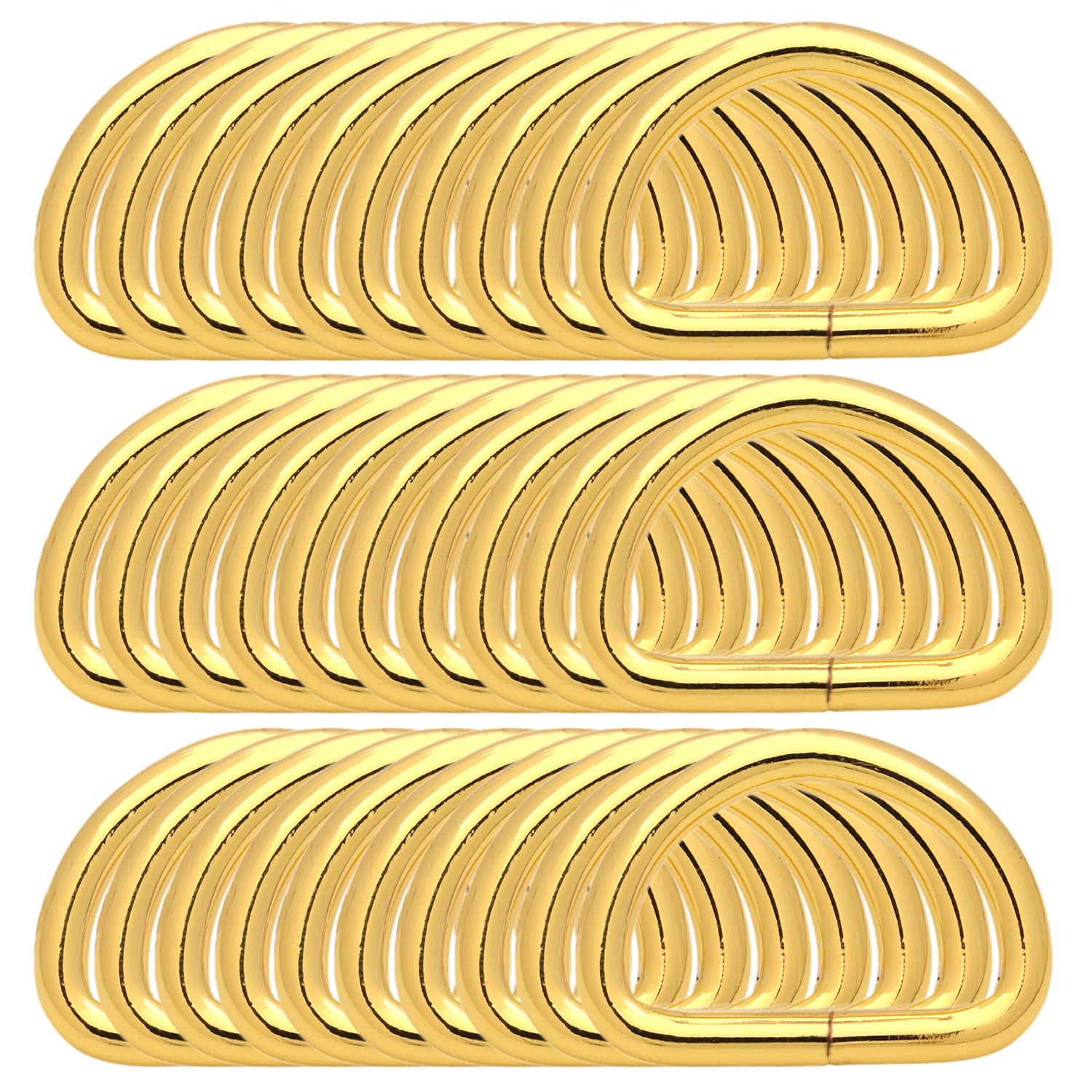BIKICOCO Metal D-Rings Buckle, 1 Inch Non-Welded for Webbing Sewing DIY - Gold - Pack of 30