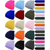 Jecery 120 Pcs Winter Beanie Hats Bulk for Unisex Women Men Homeless Donation Hats Warm Knitted Cuffed Toboggan Stretch Caps