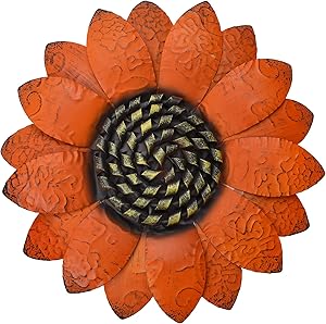 EASICUTI Orange Sunflower Metal Flowers Wall Decor Metal Wall Art Decorations Hanging for Indoor Outdoor Home Bathroom Kitchen Room Bedroom Living Room Garden Patio Porch 13 Inch