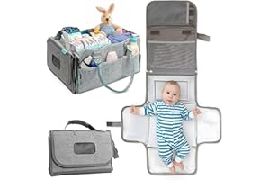 ikidos 2-in-1 Diaper Caddy Organizer & Portable Changing pad - Portable Travel Changing Pad - car Caddy Organizer - Ultimate Convenience in One Tidy Solution!