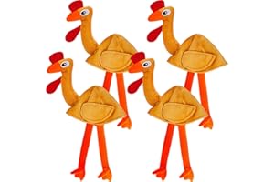 Geyoga 4 Pcs Thanksgiving Turkey Hats for Adults Plush Turkey Hat with Legs Headband for Carnival Cosplay Thanksgiving Party