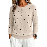 Zeagoo Womens Sweaters Long Sleeve Tops Classic Fall Clothes Crewneck Tops | Sweaters for Womens,Ladies Shirts,Work Clothes,Light Sweaters for Women Fall,Sweatshirt,Polka Dot Sweater,Basic Tops,Outfits