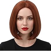 Ufindcos Ginger Wig Bob Wig Short Straight Hair Wigs Middle Part for Women Synthetic Heat Resistant Halloween Costume Party Wig with Wig Cap
